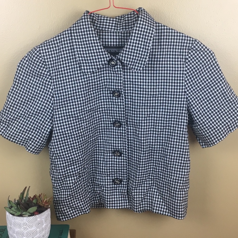 Vintage-inspired Checkered Blouse